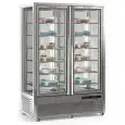 VETRINA ESPOSITIVA AD ISOLA REFRIGERATA PER PASTICCERIA E GELATERIA - MOD. DIVA 901 GBT - DUE SCOMPARTI SEPARATI - Temp. °C -10/-19, -10/-19 - ALIMENTAZIONE MONOFASE - POTENZA W 860 - CAPACITA' TOTALE: 800 LT - REFRIGERAZIONE STATICA - DIM CM L 135,5 x P 