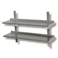 Kit n. 2 mensole inox 304 lisce a parete con alzatina - Reggimensole e cremagliere comprese