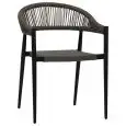 SEDIA - MOD. E72 - STRUTTURA IN ALLUMINIO VERNICIATO - SEDUTA IN TEXTILENE - SCHIENALE IN CORDA DI POLIETILENE - ALTEZZA SEDUTA cm 45 - IMPILABILE - PER USO ESTERNO - DIM. cm L 49 x P 45 x h 76 - NORMA CE