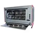 GIRARROSTO PLANETARIO A GAS - MOD. ELBA24/PG - CAPACITA' N. 24 POLLI - N. 4 aste lunghezza cm 96 - Allacci: 230 V MONOFASE - Potenza termica: 14 kW - Dimensioni: cm L 121,1 x P 53,6 x 63,5 h - Norma CE