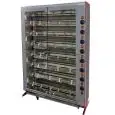 GIRARROSTO VERTICALE ELETTRICO - MOD. ELBA32/PE - CAPACITA' N. 32 POLLI - N. 8 aste in tubolare inox mm 12 x 12 Lunghezza cm 76 - Resistenze con relativi interruttori - Regolatore di energia - Allaccio 400 V TRIFASE - Potenza 14,5 Kw - Dimensioni: cm L 92
