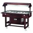CARRELLO REFRIGERATO - MOD. ELR2825BT - Struttura in legno multistrato di betulla - Refrigerazione statica - Temperatura -5°/+5°C (con coperchi posizionati) - Cupola in plexiglass - Capacità N° 4 GN 1/1 h15 cm - Alimentazione 230V/1/50Hz - Dim. cm L 148 x