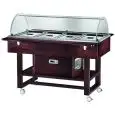 CARRELLO REFRIGERATO - MOD. ELR2827BT - Struttura in legno multistrato di betulla - Refrigerazione statica - Temperatura -5°/+5°C (con coperchi posizionati) - Cupola in plexiglass - Capacità N° 4 GN 1/1 h15 cm - Alimentazione 230V/1/50Hz - Dim. cm L 148 x