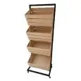 ESPOSITORE PANE LINEA BAKERY - MOD TP05MB/061_44 - TOTEM CON CESTONI LEGNO - DIMENSIONI cm L 60,8 x P 43,5 x 173 H