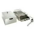AFFUMICATORE RAPIDO A FREDDO PORTATILE - MOD. FAD-164 - N. 2 PIANI DI COTTURA - GRIGLIA DI COTTURA cm L 40 x P 60 - PLACCA DI COTTURA SUPERIORE cm L 34 x P 54,5 - ALIMENTAZIONE MONOFASE 230V/1/50-60Hz - DIMENSIONI cm L 71,5 x P 41,5 x H 36 - Norma CE