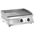 Fry Top elettrico professionale da banco piastra 1/2 liscia 1/2 rigata in acciaio Amitek FT2M