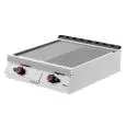 Fry Top a gas professionale da banco piastra 1/2 liscia 1/2 rigata in acciaio Desco FTG92TC linea BOHEME