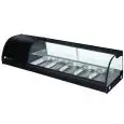 Espositore vetrina refrigerata da tavolo per sushi statico per 5 bacinelle GN 1/3 h 40 mm Forcar G-TS1500