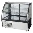 ESPOSITORE DA BANCO VETRINA REFRIGERATA SNACK IN ACCIAIO INOX AISI 430 - VETRO CURVO - Mod. G-VPR120 - Temperatura +2°/+8°C - Capacità Lt. 120 - Alimentazione monofase 230V/1/50Hz - Potenza W 160 - Dimensioni cm L 69,5 x P 58 x h 67 - Peso Kg 70