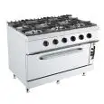 Cucina a gas 6 fuochi con forno a gas Allforfood K7S212N linea ANIS