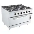 Cucina a gas 6 fuochi con forno a gas Allforfood K9S212N linea ANIS