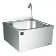 LAVAMANI A PARETE - COMANDO A GINOCCHIO - Mod. GLC0002/F - Completo di rubinetteria - Installazione a muro - Acqua calda o fredda - Dimensioni mm L 450 x P 450 x h 215