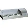ESPOSITORE DA BANCO VETRINA REFRIGERATA - SERIE GRANTAPAS3GN1/12 - STRUTTURA IN ACCIAIO INOX - BACINELLE GN 1/3 O GN 1/1 - Temp. °C +3/+5 - MONOFASE - STATICA - ILLUMINAZIONE - MOTORE A BORDO