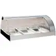 ESPOSITORE DA BANCO VETRINA CALDA BAGNOMARIA - SERIE GRANTAPAS3GN1/1BM - STRUTTURA IN ACCIAIO INOX - BACINELLE GN 1/3 O GN 1/1 - Temp. °C +30/+60 - MONOFASE - STATICA - ILLUMINAZIONE