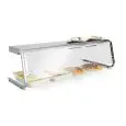 ALZATA IN ACCIAIO INOX CON LAMPADE ALOGENE - MOD HALO 4 - PER MANTENERE CIBI CALDI - DIMENSIONI cm L 159,7 x P 52,7 x 46,4 h