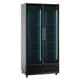 ARMADIO FRIGO IN ACCIAIO VERNICIATO NERO - PER BIBITE - VENTILATO - Mod. I LOOC 80 JUMBO N - CAPACITA' Lt 690 - N. 2 PORTE A VETRO - TEMPERATURA 0/+10°C - DIM. cm L 94 x P 61,5 x H 202,3 - NORMA CE