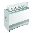 Conservatore per gelato mantecato a pozzetto - Mod JOY 10 - Capacità 10 + 10 carapine - Temperatura -15°- Ventilato - Copertura trasparente inclusa - Dimensioni cm L 131,6 x P 60,4 x h 100,5/131