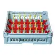 CESTO CLASSICO CON 28 SCOMPARTI RETTANGOLARI PER TAZZE, TAZZINE E CARAFFE - MOD. KIT 4X7 - DIMENSIONI CESTO cm L 50 X P 50 - SCOMPARTI MISURE INTERNE cm L 6,3 X P 11,3 - NORMA CE