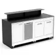 MODULO REFRIGERATO BAR IN&OUT - MOD. 2000_RF_2VANI_RUOTE_CB - N. 2 CELLE REFRIGERATE CON RUOTE - N. 1 VANO NEUTRO - CON BANCALINA - DIMENSIONI cm L 200,7 x P 73,3 x h 118,2