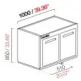 CELLA DA INCASSO BAR REFRIGERATA - MOD. CIR850/TN100 NUC - Temperatura TN +4°C/+8°C - L. 100 cm - SENZA UNITA' CONDENSATRICE