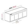 CELLA DA INCASSO BAR REFRIGERATA - MOD. CIR850/TN200 NUC - Temperatura TN +4°C/+8°C - L. 200 cm - SENZA UNITA' CONDENSATRICE