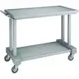 CARRELLO DI SERVIZIO IN LEGNO MASSELLO DUE PIANI CENERE - MOD. LP800CE - Piani in nobilitato di betulla - Ruote piroettanti cromate - Dim. cm L 81 x P 55 x h 108