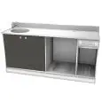 RETROBANCO BAR NEUTRO PER MACCHINA CAFFE' - MOD. BMCILL200H95 - STRUTTURA IN ACCIAIO INOX - N. 1 LAVELLO - DIM. Cm L 200 x P 67 x h 95