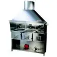 CUCINA A CARBONE VEGETALE IN ACCIAIO INOX - N° 3 Fornelli separati - CON BASE IN FERRO PLASTIFICATO - DIMENSIONI cm. L162 x P85 x h241 - Norma CE -