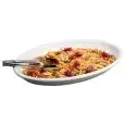 VASSOIO OVALE IN MELAMINA BIANCA - RESISTENTE ALLE ROTTURE E SICURO AL CONTATTO CON OGNI ALIMENTO - LAVABILI IN LAVASTOVIGLIE - DIMENSIONI mm L 500 x P 360 x 67h