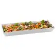 VASSOIO RETTANGOLARE IN MELAMINA BIANCA - RESISTENTE ALLE ROTTURE E SICURO AL CONTATTO CON OGNI ALIMENTO - LAVABILI IN LAVASTOVIGLIE - DIMENSIONI mm L 500 x P 200 x 50h