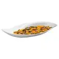 VASSOIO FORMA FOGLIA IN MELAMINA BIANCA - RESISTENTE ALLE ROTTURE E SICURO AL CONTATTO CON OGNI ALIMENTO - LAVABILI IN LAVASTOVIGLIE - DIMENSIONI mm L 505 x P 240 x 70h