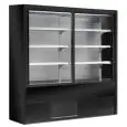 ESPOSITORE MURALE REFRIGERATO SELF SERVICE - IDEALE PER L'ESPOSIZIONE DI BEVANDE, LATTICINI, PRODOTTI PRECONFEZIONATI - MOD. OLIMPO OM W - CON PORTE SCORREVOLI - DOTATO DI TRE RIPIANI INCLINABILI E REGISTRABILI IN ALTEZZA - ALIMENTAZIONE MONOFASE V 230/50