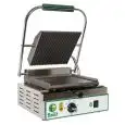 PIASTRA COTTURA IN GHISA - ELETTRICA - Mod. PE 25 LN - Piastra singola inferiore liscia - Piastra superiore rigata - Piano cottura: cm 24x23 - Potenza 1800 W - 230V monofase 50-60 Hz - Norma CE