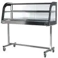 TERMOVETRINA CON CARRELLO - MOD. TCVC - VETRI CURVI - STRUTTURA IN ACCIAIO INOX - TEMPERATURA °C +30 /+ 90  - CONTROLLO TERMOSTATICO - ILLUMINAZIONE - MONOFASE 240V - NORMA CE