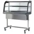 TERMOVETRINA CON CARRELLO E MENSOLA - MOD. TCMVC - VETRI CURVI - STRUTTURA IN ACCIAIO INOX - TEMPERATURA °C +30 /+ 90  - CONTROLLO TERMOSTATICO - ILLUMINAZIONE - MONOFASE 240V - NORMA CE