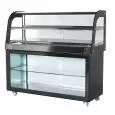 BANCHETTO CALDO - MOD. BAVC - VETRI CURVI - VANO A GIORNO - STRUTTURA IN ACCIAIO INOX - TEMPERATURA °C +30 /+ 90  - CONTROLLO TERMOSTATICO - ILLUMINAZIONE - MONOFASE 240V - NORMA CE