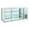 Espositore da banco vetrina refrigerata - Mod RC 980 - Temperatura 0º/+12ºC - 2 ripiani - Porte scorrevoli posteriori - Dimensioni cm L 144 x P 52,4 x h 73,5