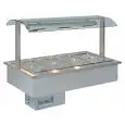 VASCA ESPOSITIVA DA INCASSO RISCALDATA BAGNOMARIA CON VASCHETTE GN - MOD. SAMBA GN DRY - PER GASTRONOMIA - TEMPERATURA °C +30/+70 - BACINELLE COMPATIBILI GN 1/4, 1/3, 1/2, 2/3, 1/1, 2/1 - H MAX BACINELLE cm 15 - H MIN BACINELLE cm 2
