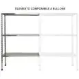 Scaffale inox a bullone - Elemento componibile (da comporre con elemento base) - Altezza cm 150 - 3 ripiani lisci spessore cm 2,5 inox 8/10 - completi di bulloni e piedini plastica - bordi antitaglio - finitura lucida