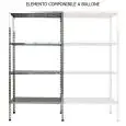 Scaffale inox a bullone - Elemento componibile (da comporre con elemento base) - Altezza cm 200 - 4 ripiani forati spessore cm 2,5 inox 8/10 - completi di bulloni e piedini plastica - bordi antitaglio - finitura lucida
