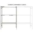 Scaffale inox a gancio - Elemento componibile (da comporre con elemento base) - Altezza cm 150 - 3 ripiani lisci spessore cm 2,5 inox 8/10 - completi di traverso di rinforzo e piedini plastica - bordi antitaglio - finitura lucida