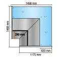 Espositore refrigerato angolo 90° AA (aperto) con vetro dritto - Canalizzabile - Potenza W 470 - Superficie d'esposizione mq 1,54 - Dimensioni cm L 146,8 x P 117,5 x H 120
