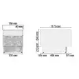 Laterale cassa per banchi serie MR 9.5 con vetro dritto e self - Spalle termoformate e coibentate (spessore mm 40) - Top in acciaio inox - Vano a giorno - Dimensioni cm L 78 x P 117,5 x H 85