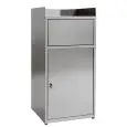SVUOTAVASSOI PER SELF SERVICE - MOD. FAST FOOD 2 - STRUTTURA IN LAMIERA DI ACCIAIO INOX - SPORTELLO BASCULANTE - RIPIANO SUPERIORE - ANTA INFERIORE PORTASACCO - DIMENSIONI cm L 60 x P 60 x 120 h - NORMA CE
