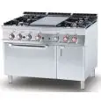 Cucina a gas tuttapiastra + 4 fuochi con forno elettrico Allforfood TPF4/912GEV linea ELLE