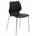 SEDIA UNI - MOD. 550 - STRUTTURA A 4 GAMBE IN TUBO DI ACCIAIO - SEDUTA IN POLIPROPILENE - FINITURA CROMATA PER USO INTERNO - FINITURA VERNICIATA PER USO INTERNO/ESTERNO - IMPILABILE - CONFEZIONE DA N. 5 - DIM. Cm L 47 x P 53 x H 79 - NORMA CE