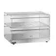 VETRINA NEUTRA - MOD. VBN47 - Struttura in acciaio inox - Fianchi e antine in plexiglass trasparente - N. 2 ripiani