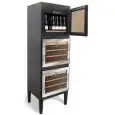 VETRINA ESPOSITIVA REFRIGERATA PER VINO - MOD. VINITY 3V - Temp. °C +5/+20 - DIM. cm L 65 x P 61 x h 188 - CAPACITA' NETTA: Lt 150 - POTENZA W 210 - MONOFASE V 230/1/50 Hz - REFRIGERAZIONE STATICA - GAS REFRIGERANTE R600a - CAPACITA': N. 54 BOTTIGLIE DA 0