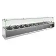 VETRINA REFRIGERATA PORTA INGREDIENTI IN ACCIAIO INOX - STATICA - Mod RI Series 330 - GN 1/4 (cm 26,5 x 16,2) - CON VETRI PIANI (UTILIZZABILE ANCHE SENZA VETRI) - TEMPERATURA +2°/+8°C