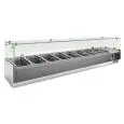 VETRINA REFRIGERATA PORTA INGREDIENTI IN ACCIAIO INOX - STATICA - Mod RI Series 380 - GN 1/3 (cm 32,5 x 17,6) - CON VETRI PIANI (UTILIZZABILE ANCHE SENZA VETRI) - TEMPERATURA +2°/+8°C